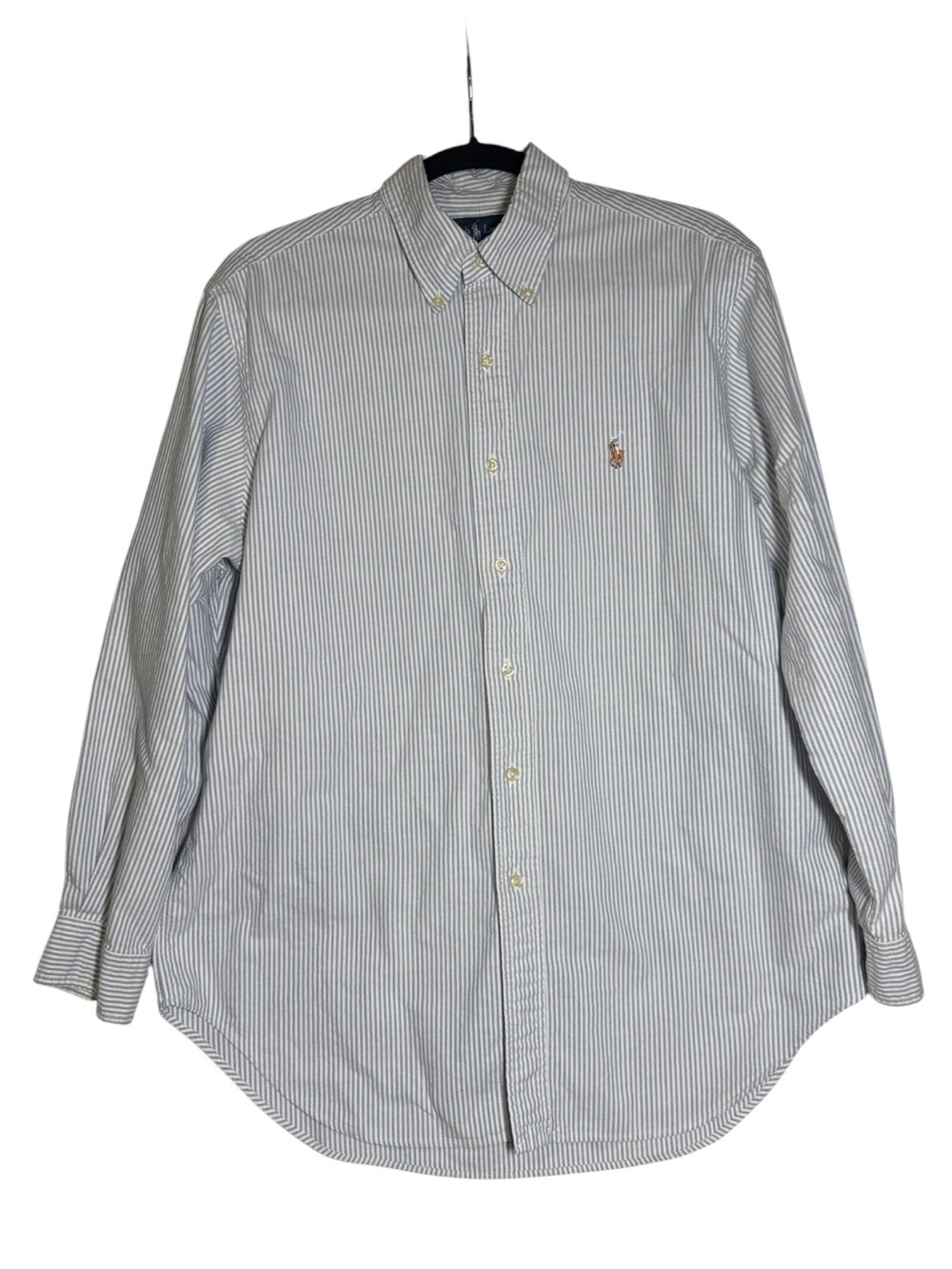 Polo Ralph Lauren Button Down Shirt Classic Fit Blue White Striped 16 32/33 XL